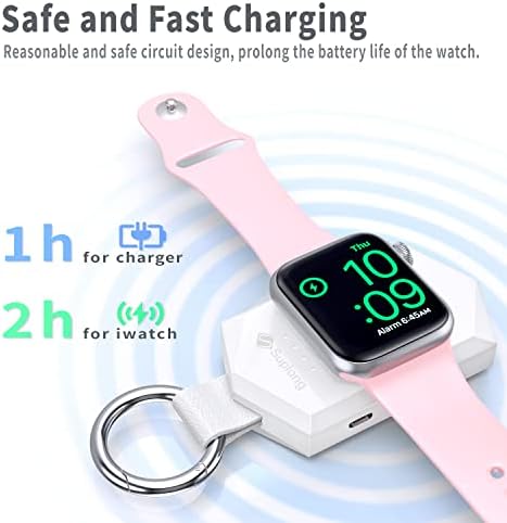 מטען אלחוטי נייד של Suplong עבור Apple Watch, קל משקל 1000mAh מגנטי Iwatch White White [עיצוב מחזיק מפתחות,
